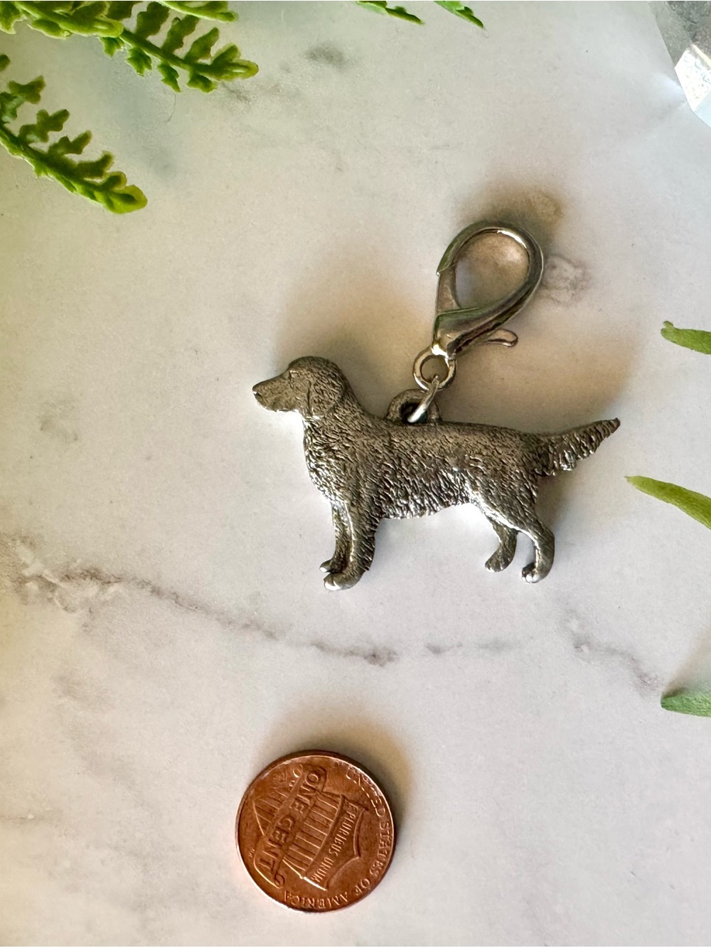 Silver Golden, Retriever Dog Silhouette Charm Pendant
